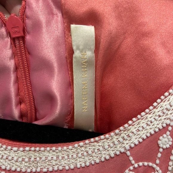 Naeem Khan Pink Dress with White Embroidery - Size 12 (Gently Used) - Picture 3 of 7